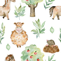 Watercolor farm pattern.