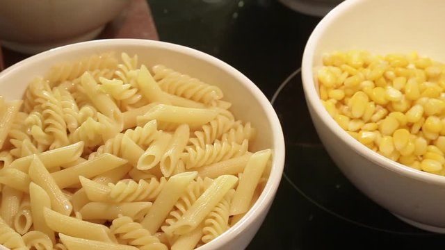 Vegetarian Vegetable pasta in white bowl
