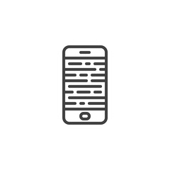 Broken smartphone screen line icon. linear style sign for mobile concept and web design. Mobile phone display repair outline vector icon. Symbol, logo illustration. Vector graphics