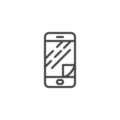 Phone screen protector glass line icon. linear style sign for mobile concept and web design. Smartphone display protect film outline vector icon. Symbol, logo illustration. Vector graphics