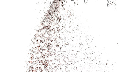 flying splashes, jets and drops of red wine hovering in the air on a white background