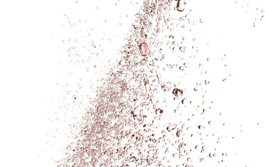 flying splashes, jets and drops of red wine hovering in the air on a white background