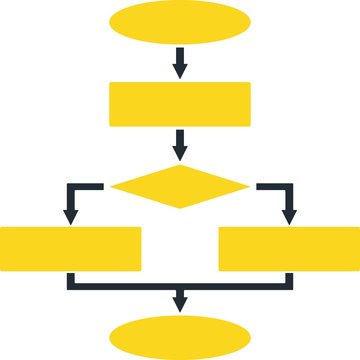 Flowchart flat vector icon. Colored flowchart gray, black pictogram variants. Flat icon style for graphic