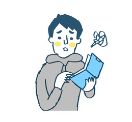 財布の中身を見る男性