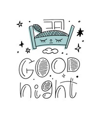 Magic illustration with hand lettering and doodles icon.