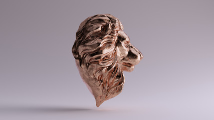 Bronze Adult Male Lion Bust Sculpture Right View