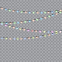 Glowing lights for Xmas Holiday cards, banners, posters, web design. Vector