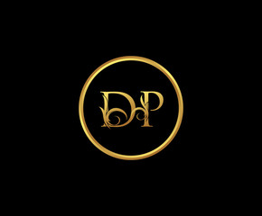 Initial letter D and P, DP, Gold Logo Icon, classy gold letter monogram logo icon suitable for boutique,restaurant, wedding service, hotel or business identity. 