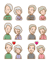 カップルの表情 のイラスト : 老夫婦