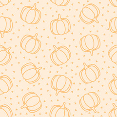 Seamless pattern with pumpkins and hearts
