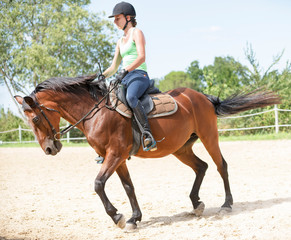 riding girl and horse