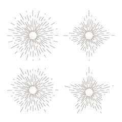 Sunburst thin line vector illustrations set