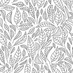 Modern seamless floral pattern with contour leaves. Abstract background. Texture for textile, postcard, wrapping paper, packaging etc. Vector illustration.