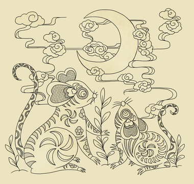 illustration of traditional Chinese Pattern and Drawing 