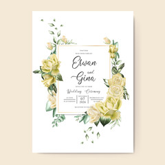watercolor Floral wedding invitation template card design