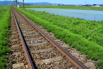 Obraz premium 鉄道線路 羽越本線