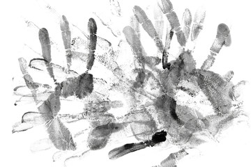 black hand print on a white background .