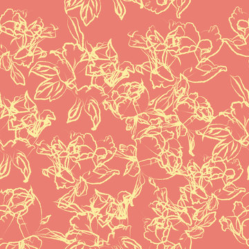 seamless pattern in sketch style, abstract peonies © Светлана Бармина