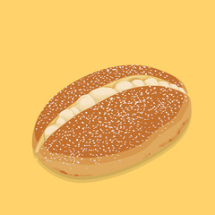 A illustration of hong kong style food Coconut bun with Cream
