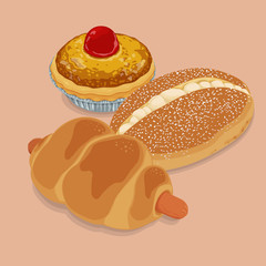 A illustration of hong kong style food classic bread