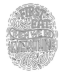 Vector card with hand drawn unique typography design element for greeting cards, decoration, prints and posters. Handwritten lettering quote about food and cooking.