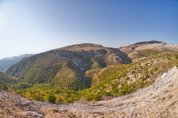 Fototapeta na wymiar The Scenery Of beauty hill rock path in mountain