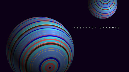 Colorful lines make up a three-dimensional sphere, abstract graphic.