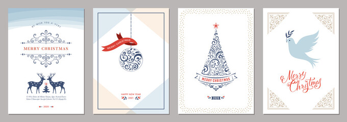 Elegant vertical winter holidays greeting cards.