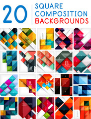 Obraz premium Set of business squares background design templates. Glossy shiny rectangle shapes with option infographic text or with promotion message