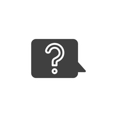 Question Mark speech bubble vector icon. filled flat sign for mobile concept and web design. Ask message glyph icon. Support, help symbol, logo illustration. Vector graphics
