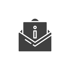 Technical support message vector icon. Envelope with information filled flat sign for mobile concept and web design. Information mail glyph icon. Symbol, logo illustration. Vector graphics