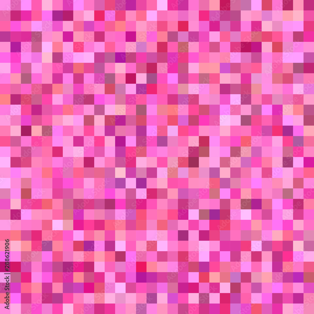 Poster abstract square tiled mosaic pattern background - vector design from squares in pink tones