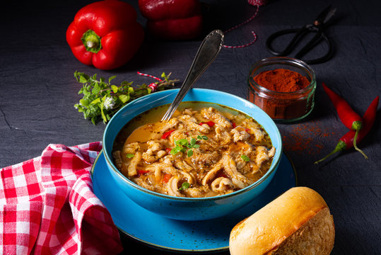 flaczki - fresh and spicy tripe soup with herbs