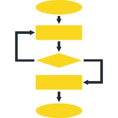 Flowchart flat vector icon. Colored flowchart gray, black, blue, green pictogram variants.