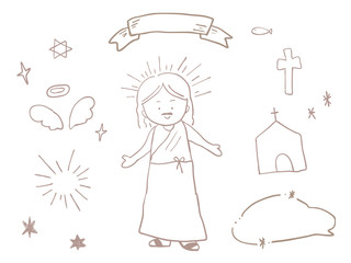 イエスキリスト素材セット　手書き