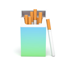 Open pack of cigarettes. Colored blank paper package