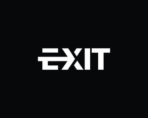 Creative and Minimalist EXIT Logo Design Icon | Editable in Vector Format in Black and White Color