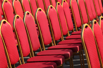 Red upholstered chairs