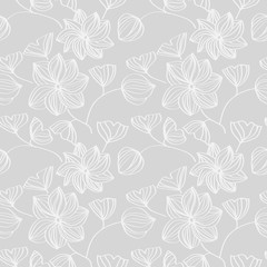 floral seamless pattern with flowers and leaves