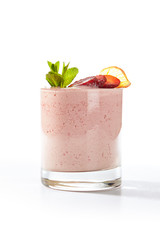 Fresh Homemade Strawberry Yogurt Smoothie Isolated on White