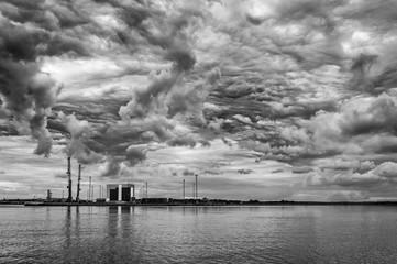 Dramatic landscape over the Halmstad harbour
