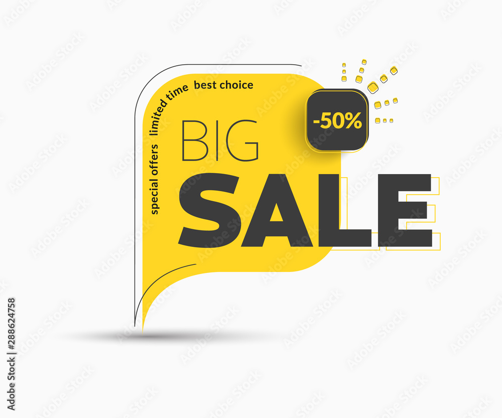 Poster design of square vector banner with rounded corners on the leg for mega big sales.