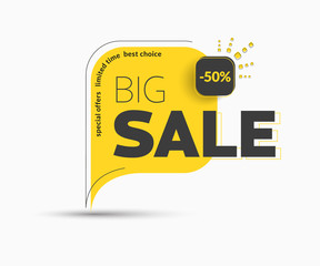 Design of square vector banner with rounded corners on the leg for mega big sales.