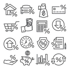 Loan and Credit line icons on white background