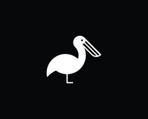 Creative and Minimalist Pelican Logo Design Icon | Editable in Vector Format in Black and White Color