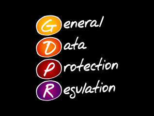 GDPR - General Data Protection Regulation acronym, technology concept background