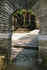 courtyard arch of old brick