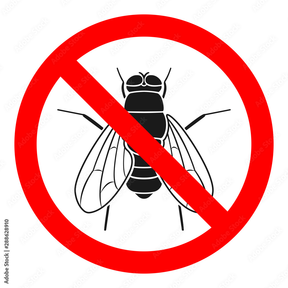 Wall mural NO FLY sign. Insecticide symbol. Vector icon.