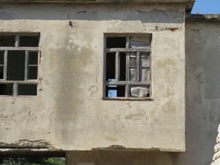 old window in the wall Abandon prison Goli otok croatia
