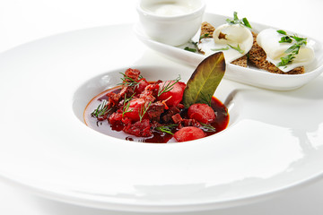 Traditional Ukrainian and Russian Borscht or Borsch